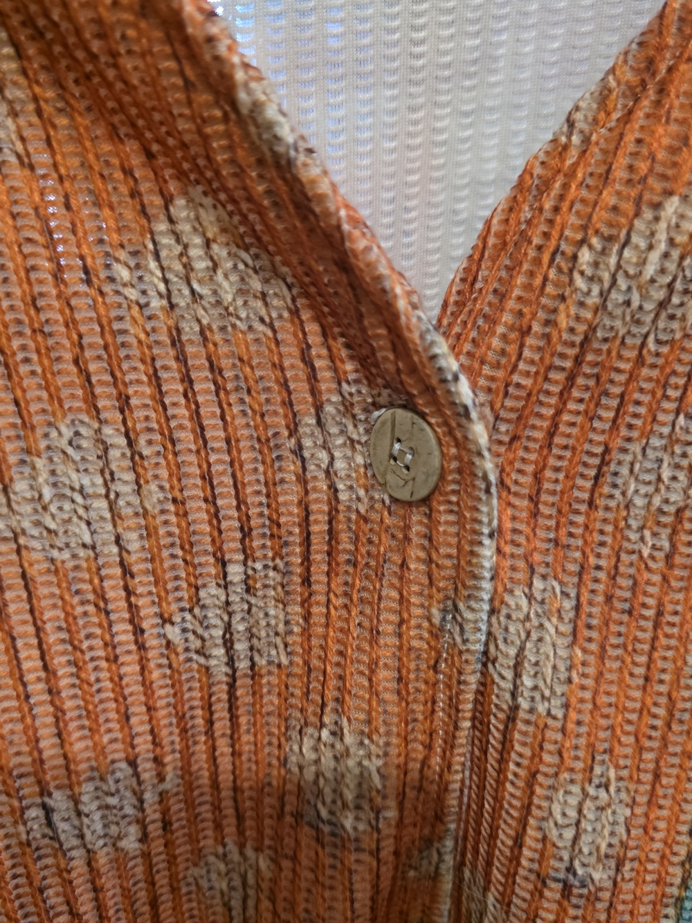 Womens Patchwork Knit Cardigan Large Multicolor Button Front Lightweight Sweater - Picture 3 of 4